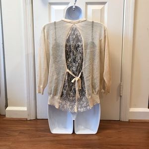 Cream Cardigan with Lacy Back